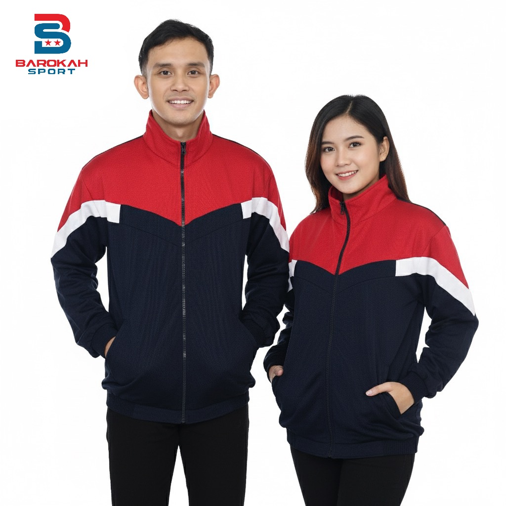 HM Barokah - Jaket Olahraga Laki Laki Perempuan Jaket Training Unisex Jaket lari/bersepeda senam/jog
