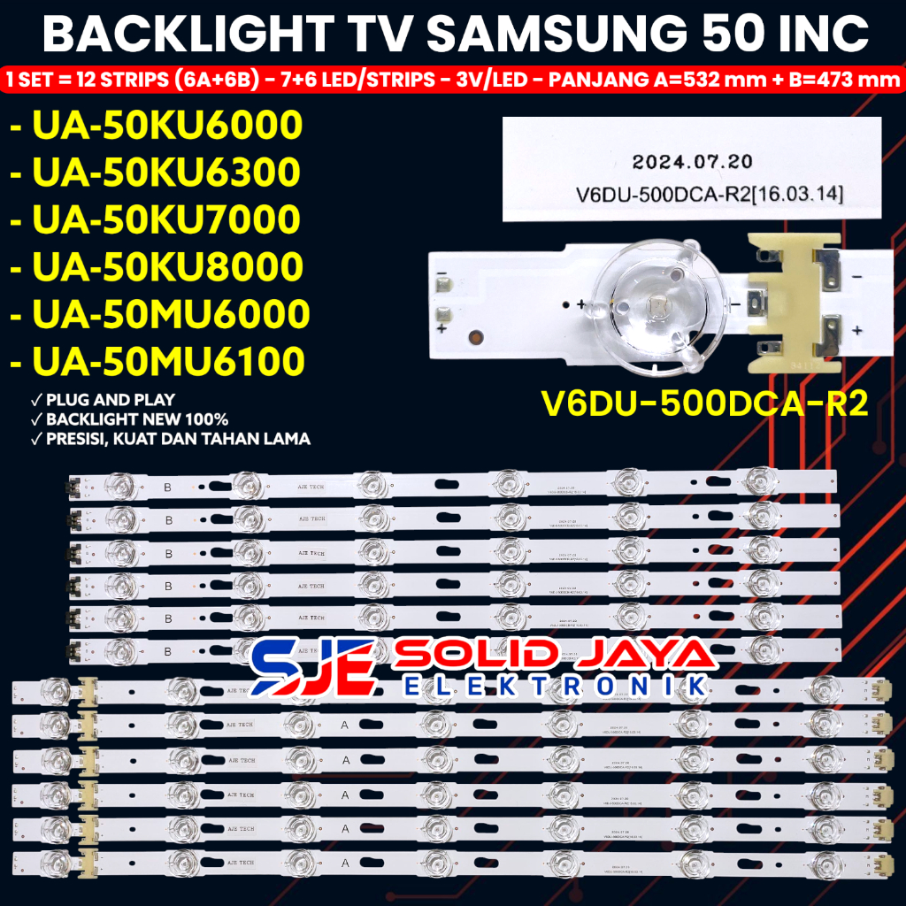 BACKLIGHT TV SAMSUNG 50 INCH UA50KU6000 UA50KU6300 UA50KU7000 UA50KU8000 UA50MU6000 UA50MU6100 50KU 