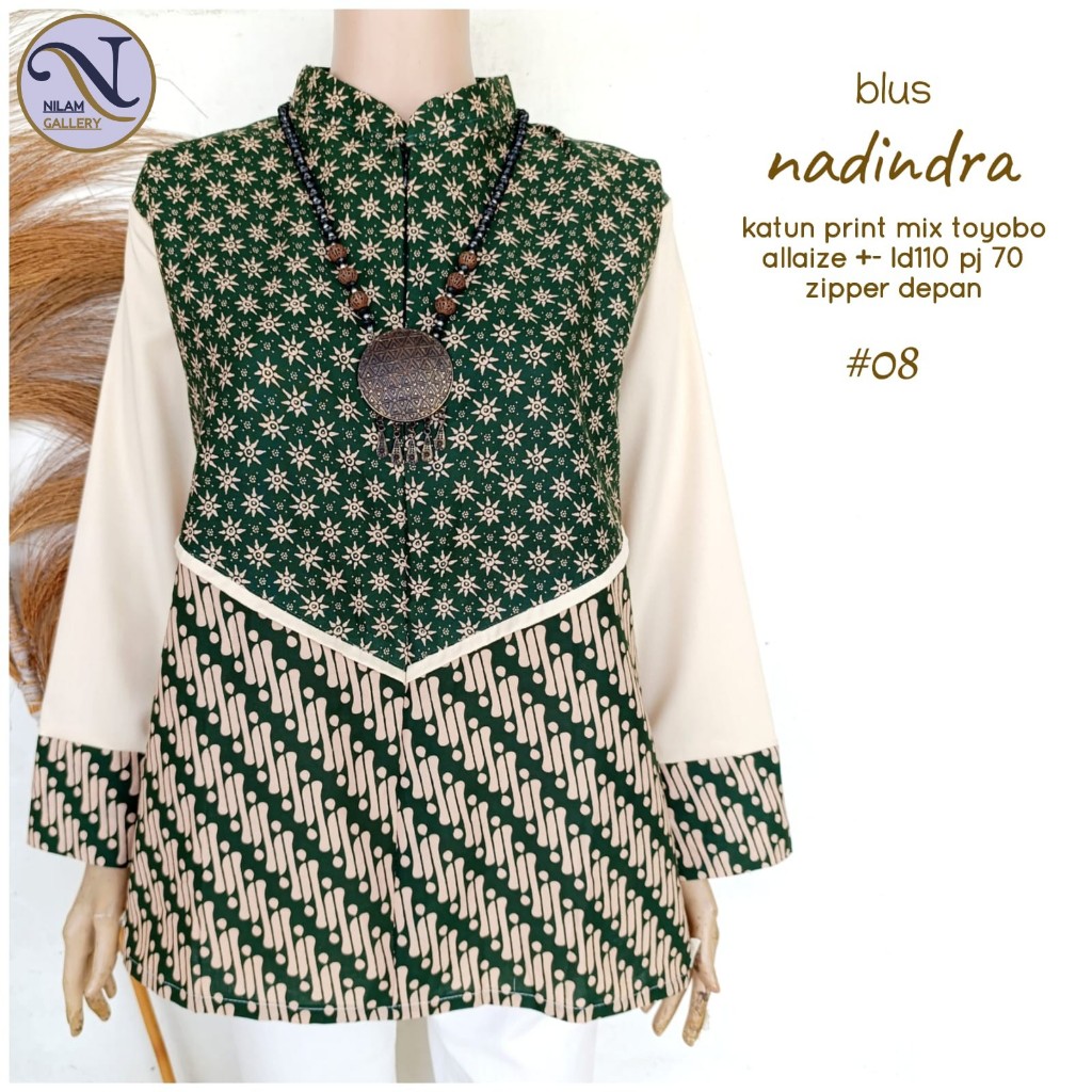 Blus Tunik Etnik Jumputan Batik Lurik