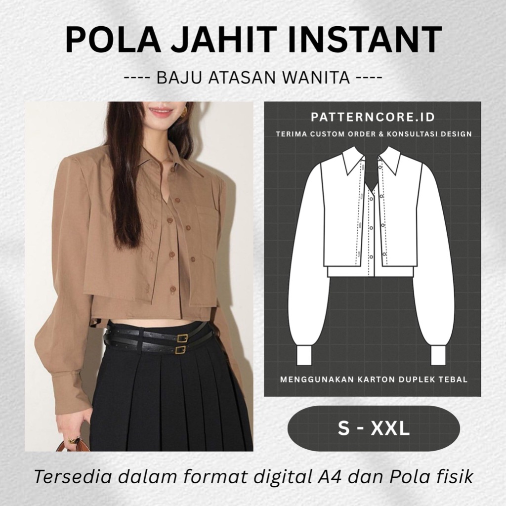 Pola Jahit Instant - Baju Wanita Kemeja