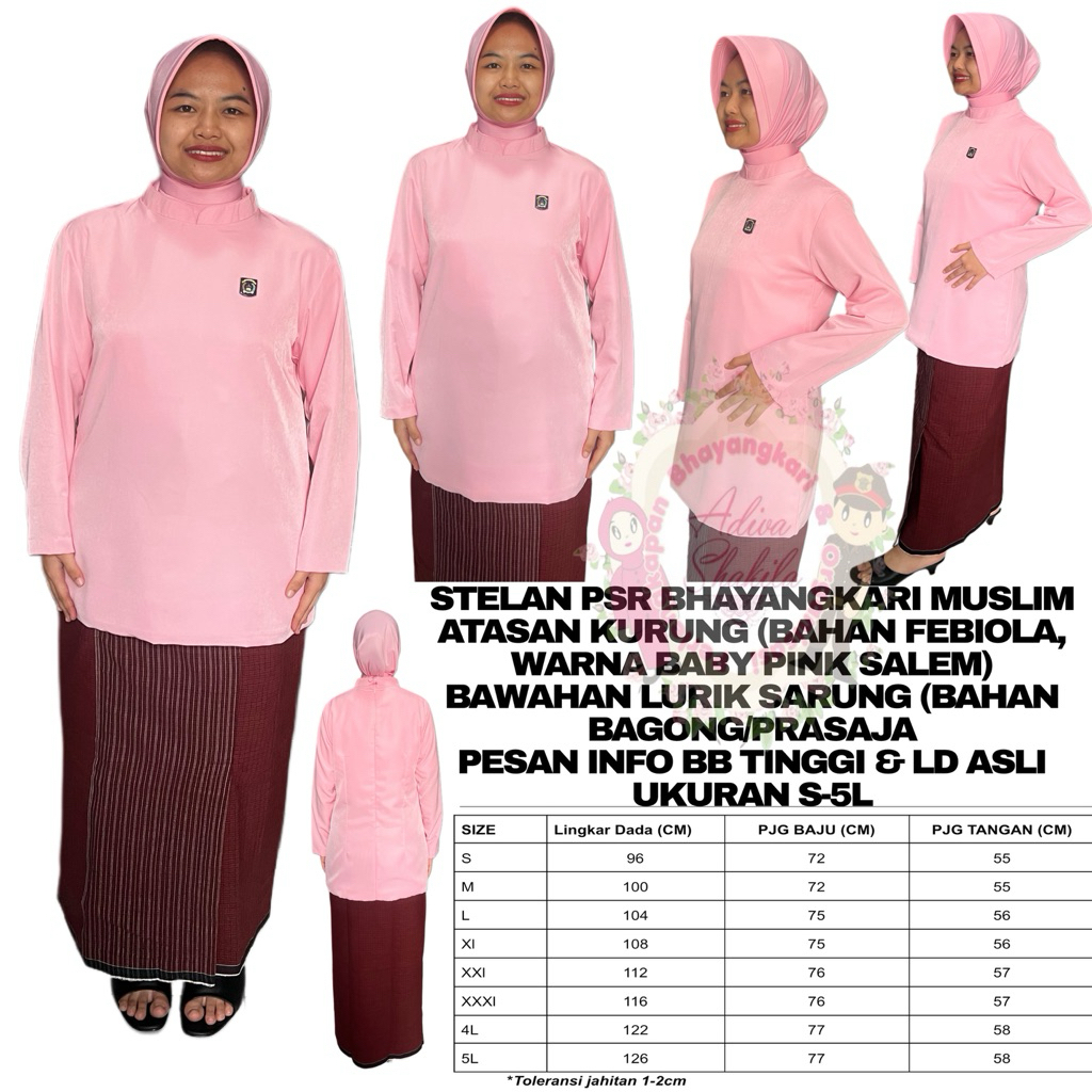 ADIVA - STELAN /ATASAN/ LURIK KEBAYA PSR BHAYANGKARI ATASAN BAJU KURUNG/LURIK SARUNG SUDAH JAHIT