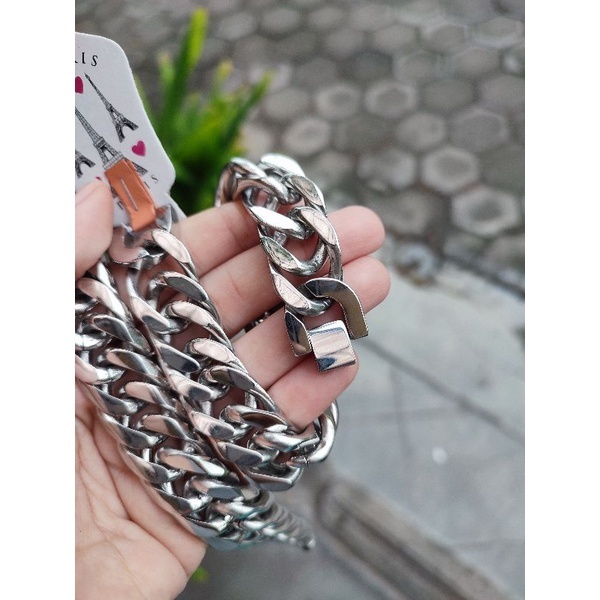 Gelang Ranti Sisik Naga Besar Pria Titanium Silver ANTI KARAT ANTI LUNTUR TERBARU