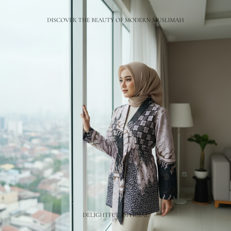 Baju Batik Wanita Modern Elegan Atasan Batik Terbaru - Blouse Batik Wanita Casual - Laruna Putih Hit