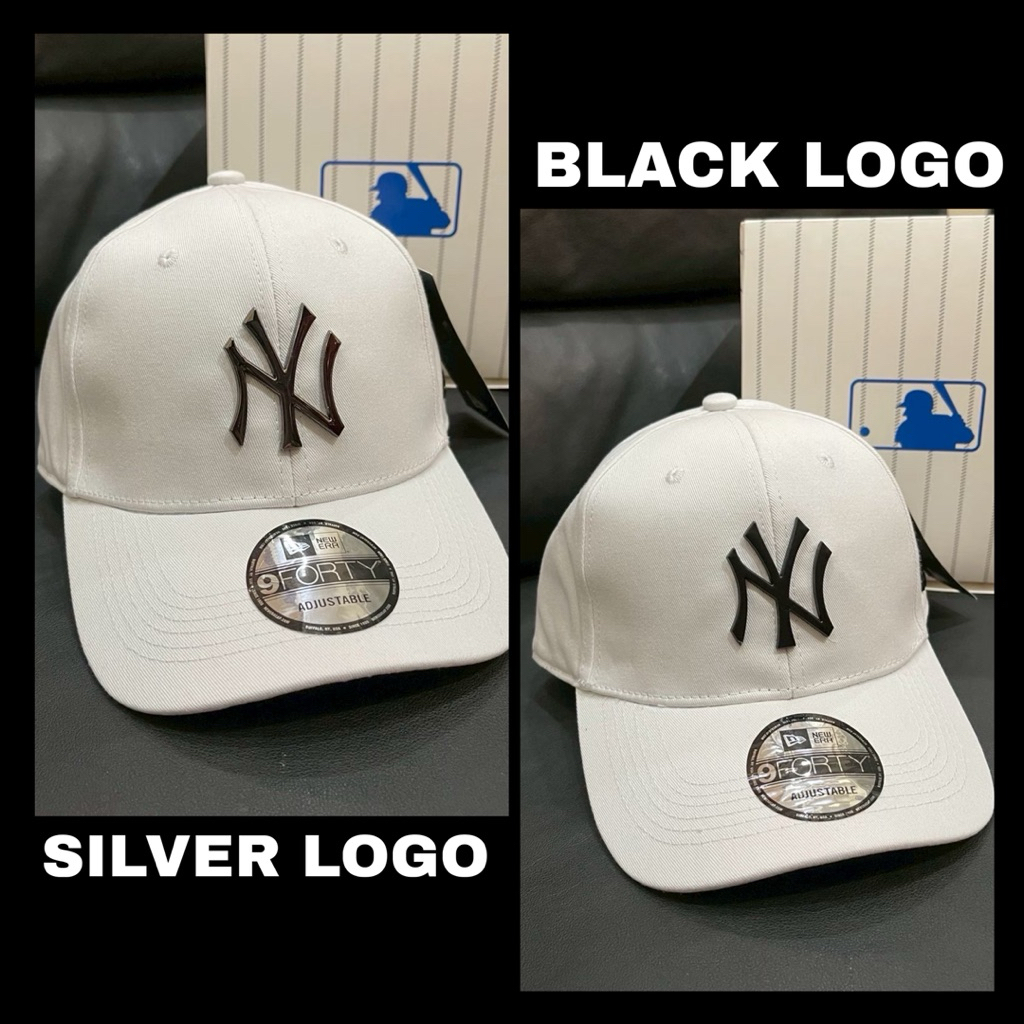 TOPI NEW ERA NY 9 FORTY WHITE CAP METAL LOGO UNISEX