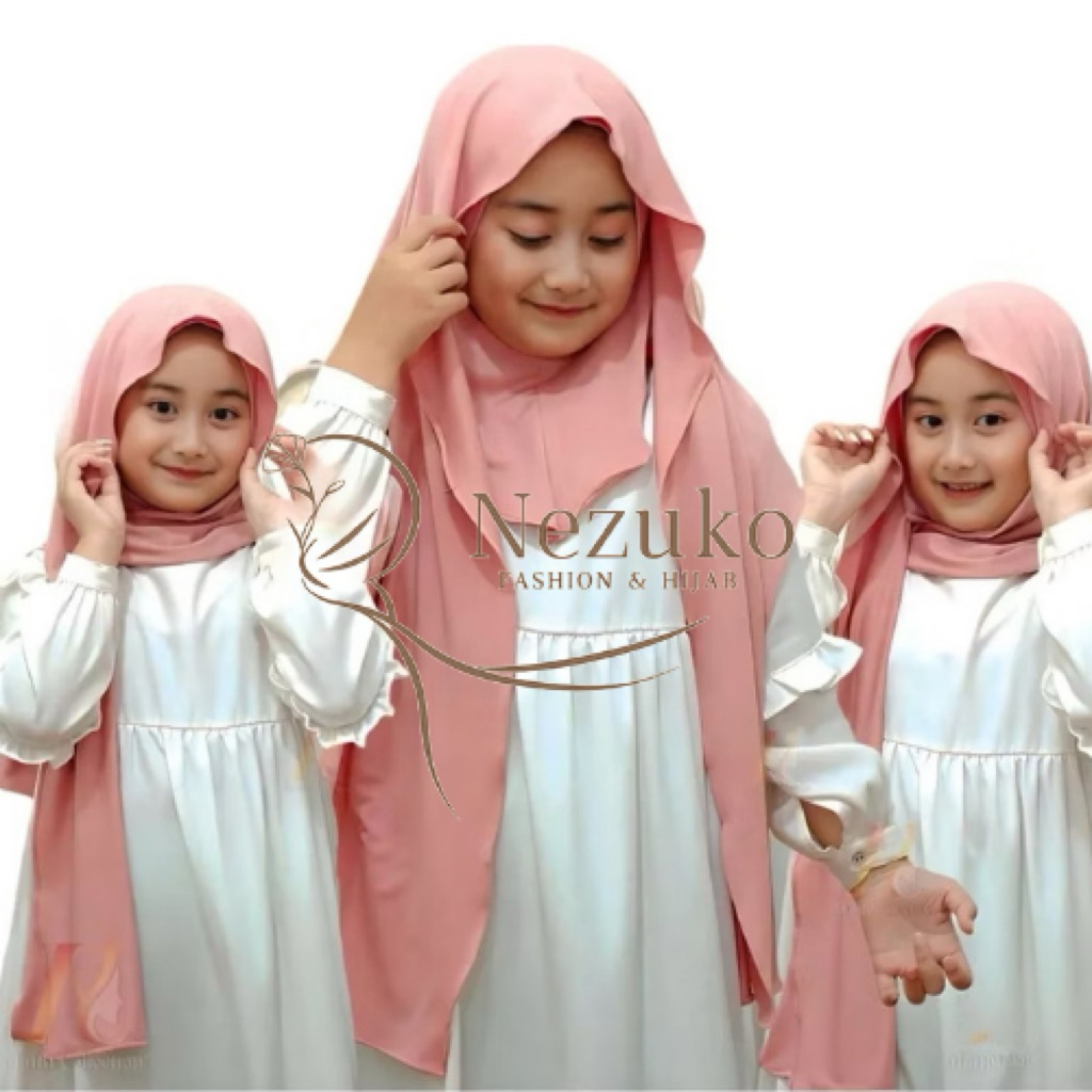 Hijab Nezuko - Pashmina Instan Anak Inner Ninja Oval 3 In 1 Usia 4 Sampai 8 9 10 Tahun| Kerudung Ana