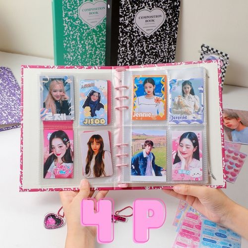 BINDER ALBUM PHOTOCARD 1P & 4P KPOP Kawaii A5 Collect Book Hard Paper Cover Sleeves