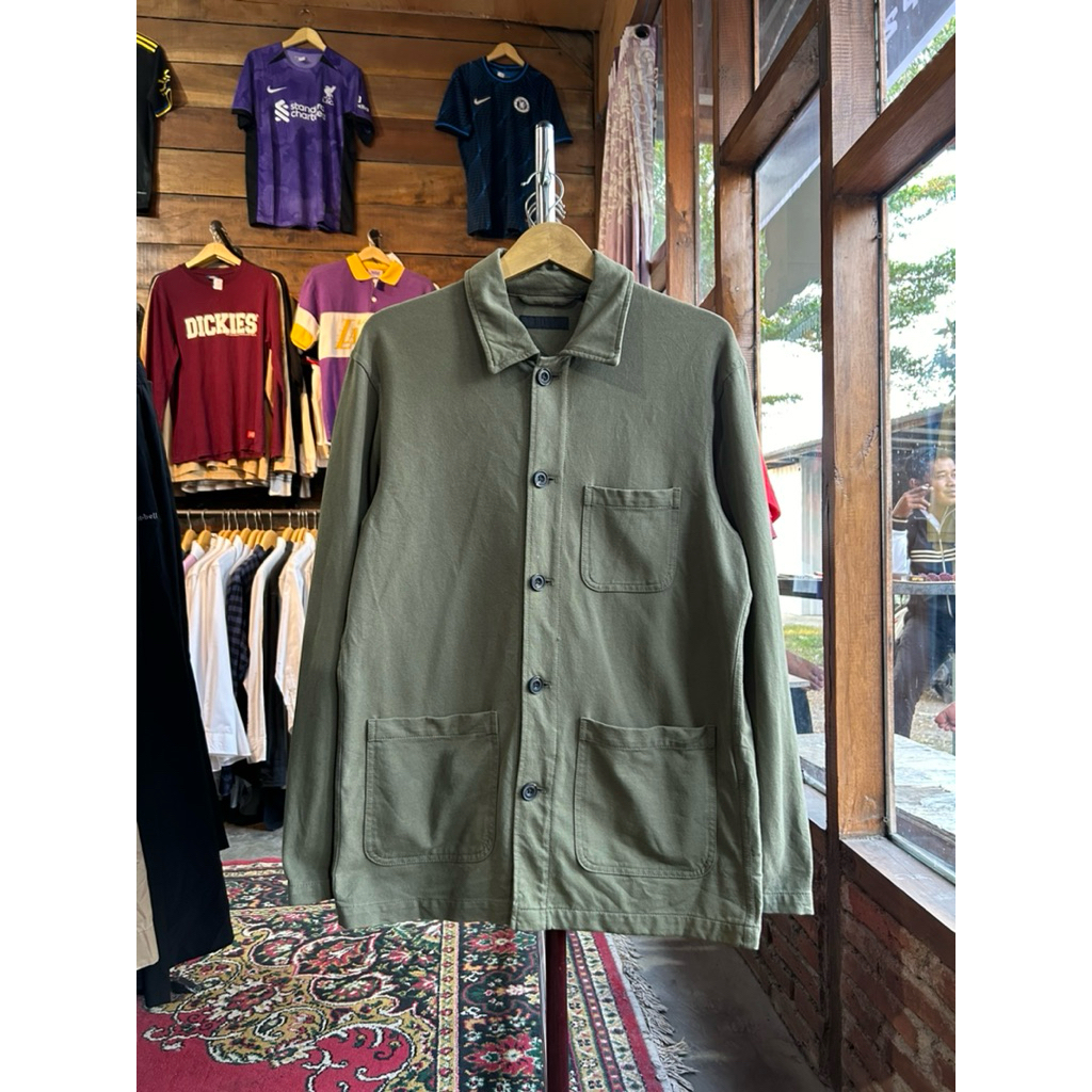 Kemeja Outer Uniqlo Olive Green Second Original