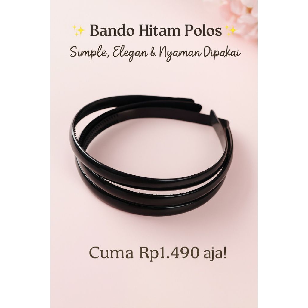 Bando Plastik Hitam / Bando Polos Wanita Remaja / Headband Rambut Elegan
