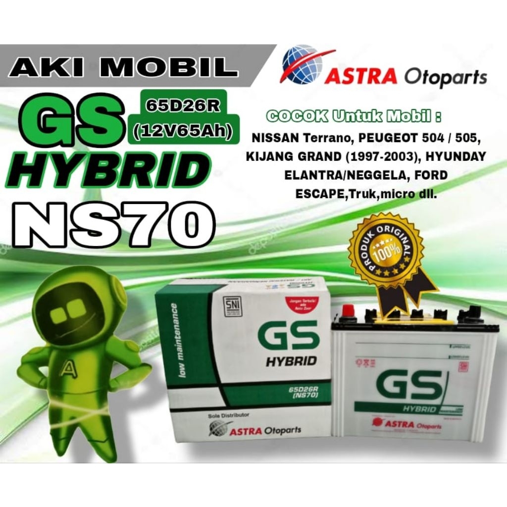 AKI MOBIL KIJANG DIESEL PHANTER TRUK DLL GS HYBRID NS70 12V 65AH BASAH