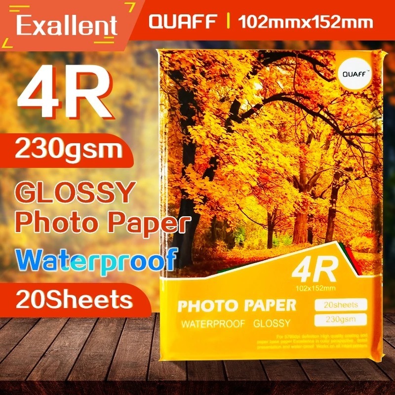 Kertas Foto Glossy Tinggi A4 4R A3 180gsm 200gsm 230gsm Tanpa Cetak Belakang 20 Lembar Merek QUAFF