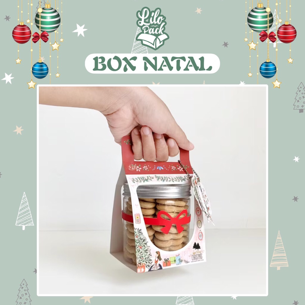 BLIZZ600 | Box Hampers Toples Jar 600ml Natal Kotak Gift Packaging Toples Kue Kering Christmas