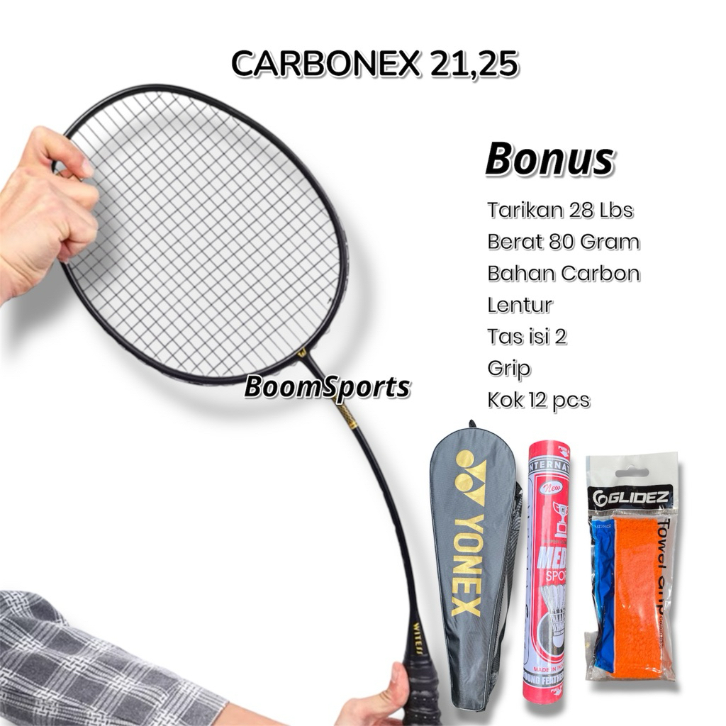 Raket Badminton Carbonex 21 Bonus tas grip dan kok