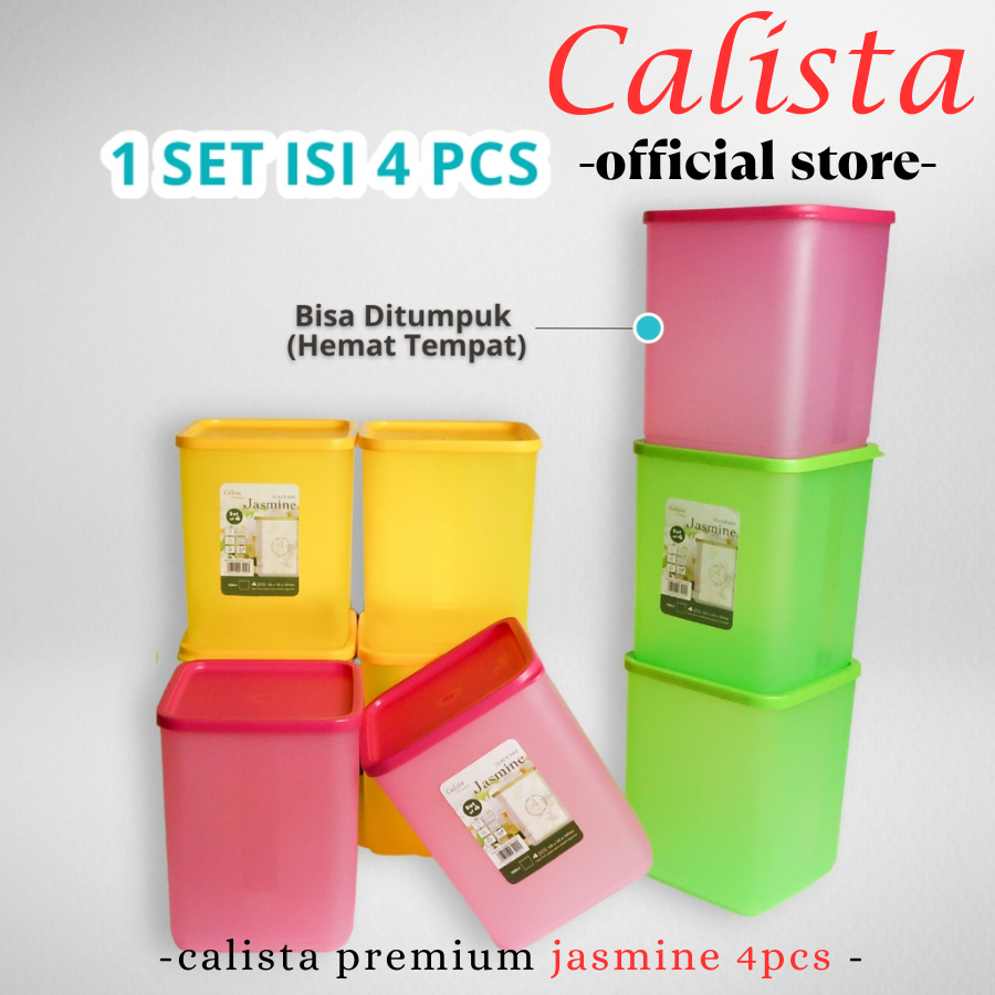 TOPLES SET FOOD CONTAINER SET CALISTA JASMINE 4PCS TOPLES KULKAS TEMPAT MAKANAN SET TOPLES PLASTIK S