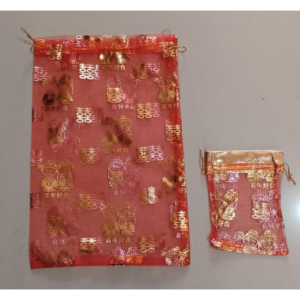 lieveling Kantong Serut Handuk Shuangxi Xi / Tas Serut Souvenir Pernikahan / Kantong Tile