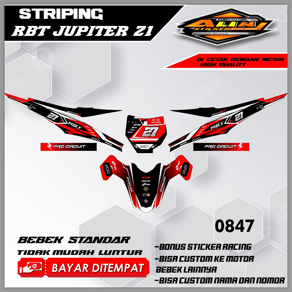 0847 STRIPING  RBT JUPITER Z1  - STRIPING VARIASI JUPITER Z1  DESAIN RACING