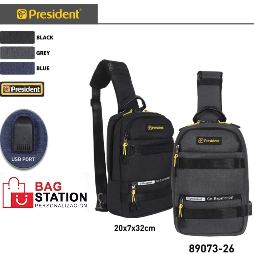 NEW SLING BAG PRESIDENT USB ORIGINAL TAS SELEMPANG PRESIDENT USB ORIGINAL TAS CROSSBODY CHEST BAG PR