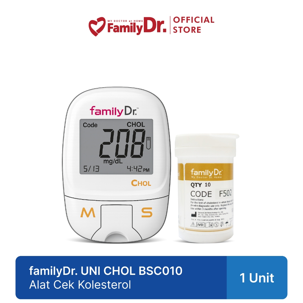 FamilyDr Alat Cek Kolesterol | Alat Tes Kolesterol + Strip Test isi 10