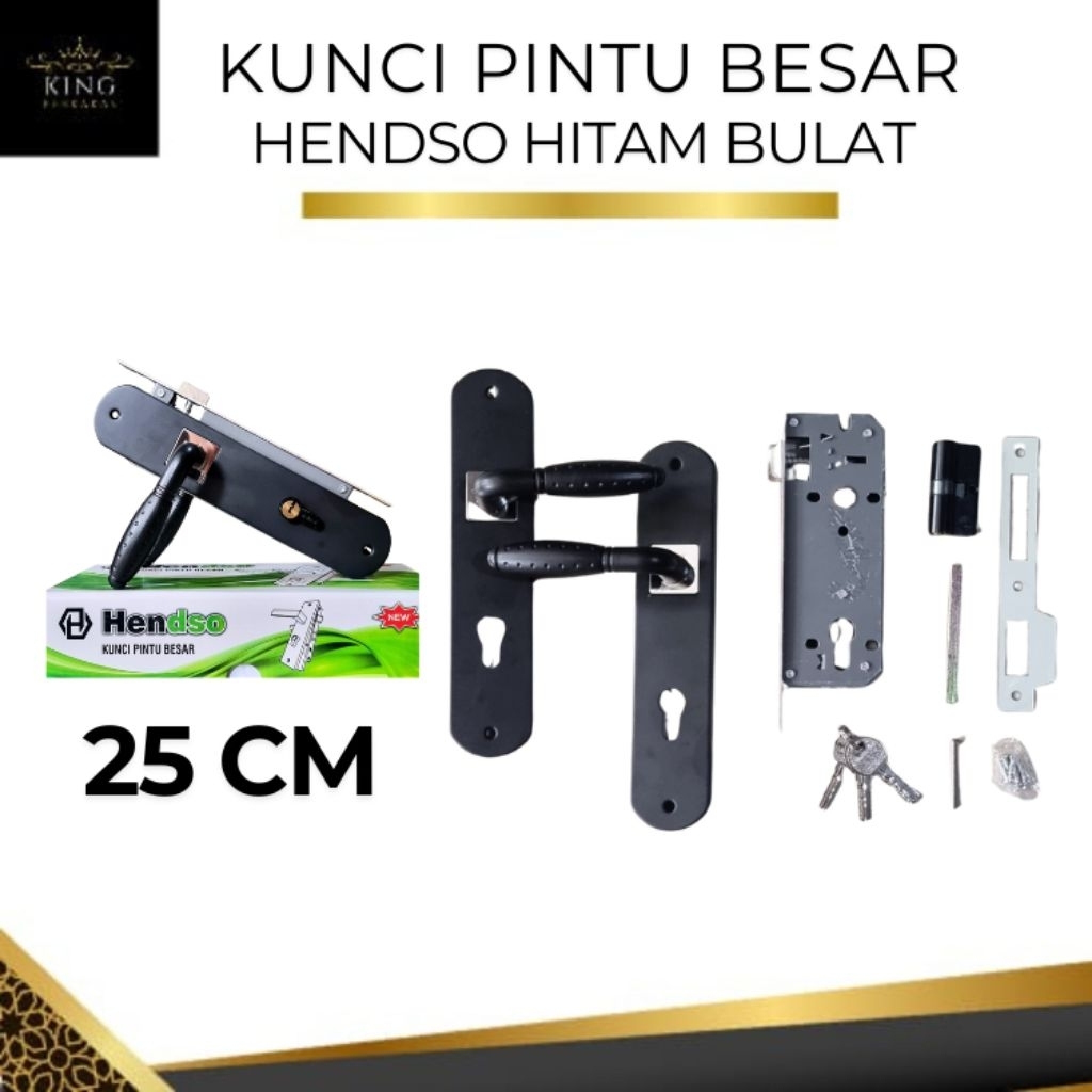 Kunci Pintu / Slot Pintu Besar Hendso Black