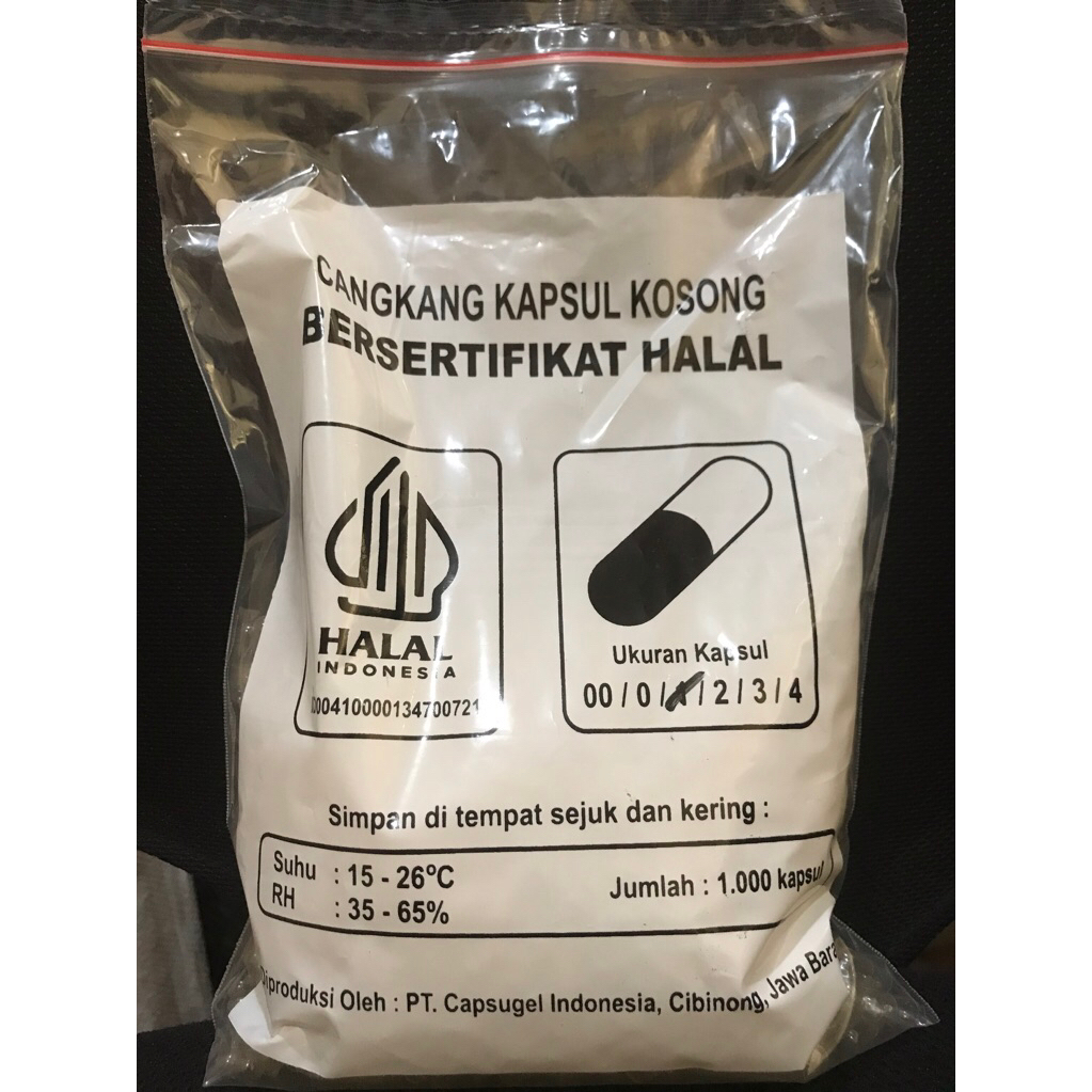 Cangkang kapsul kosong bersertifikat halal ukuran 1