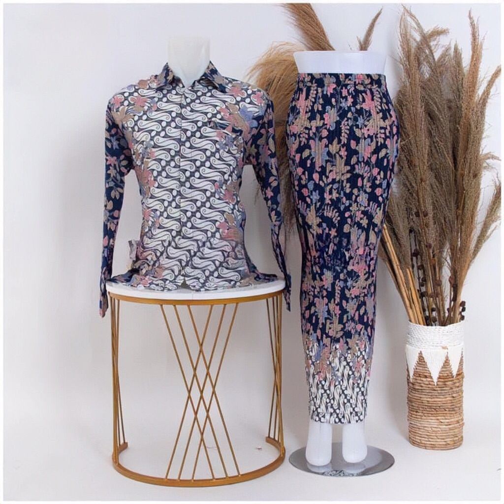 Couple an batik rok plisket premium/batik couple pasangan/kemeja rok batik/rok plisket mewah nyaman 