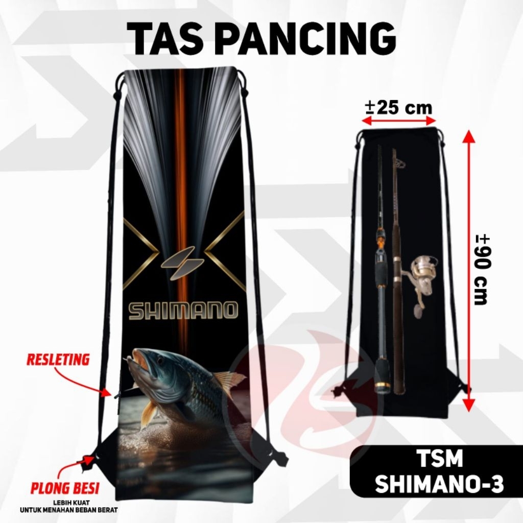 Tas mancing printing tas perlengkapan mancing tas serut printing mancing TSM mancing drawstring bag 