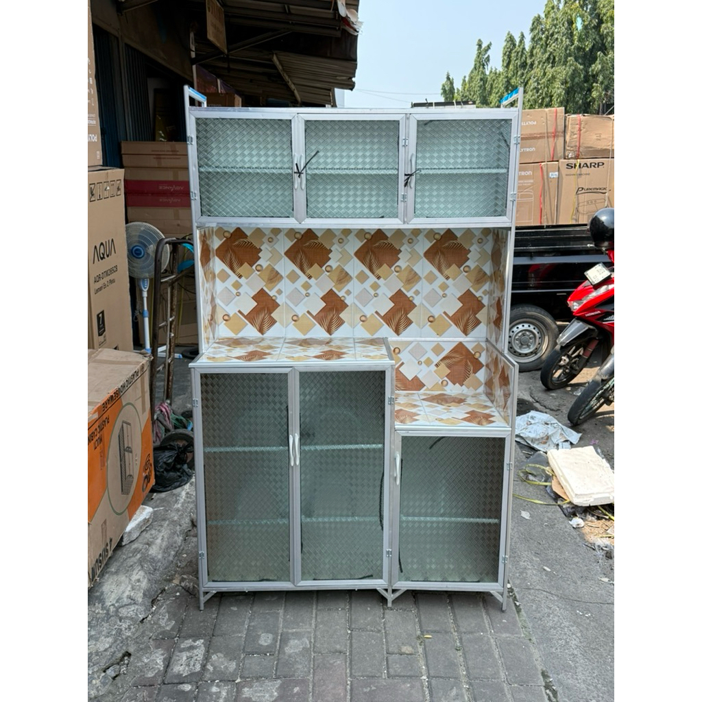 Rak piring dapur keramik / rak piring kaca karakter dan polos 2 pintu dan 3 pintu