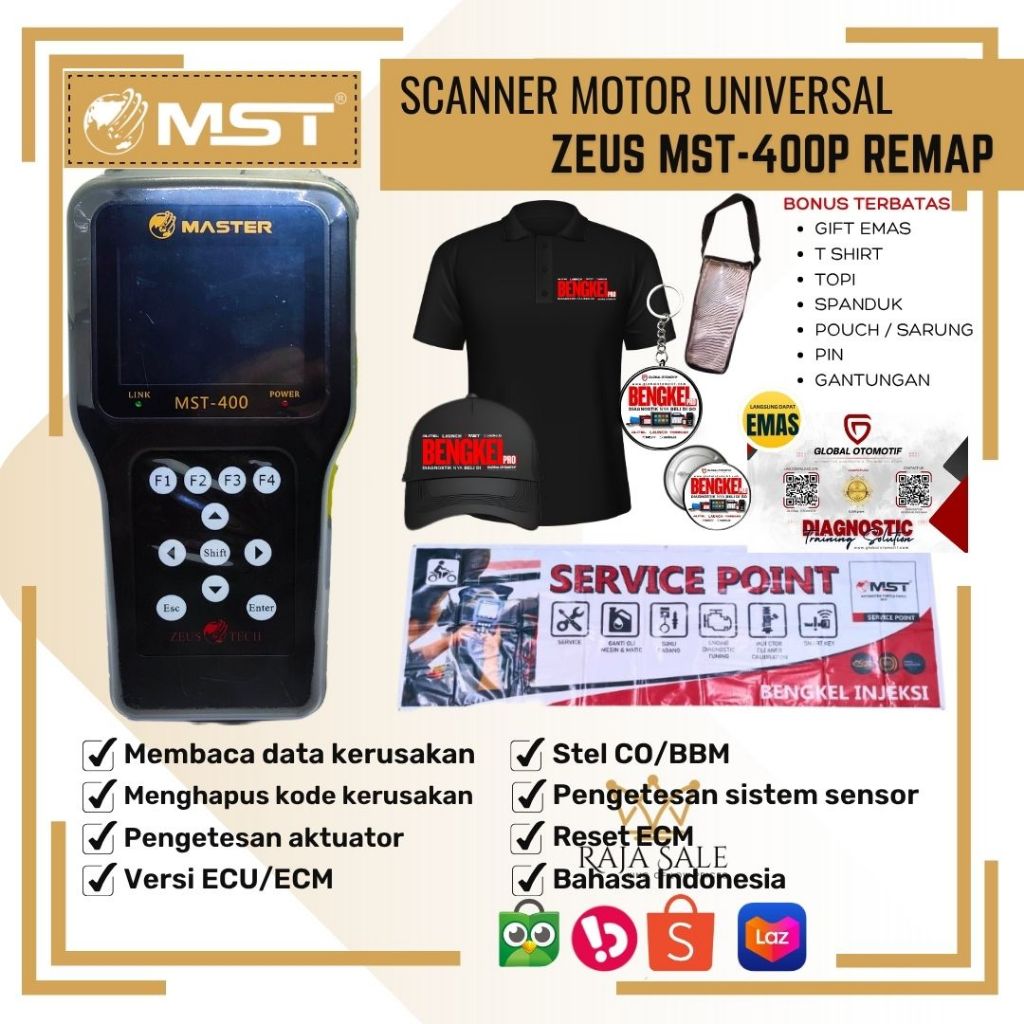 Scanner Motor Injeksi Untuk Honda dan Yamaha Master Zeus MST-400, Scaner Motor Injeksi Remap lengkap