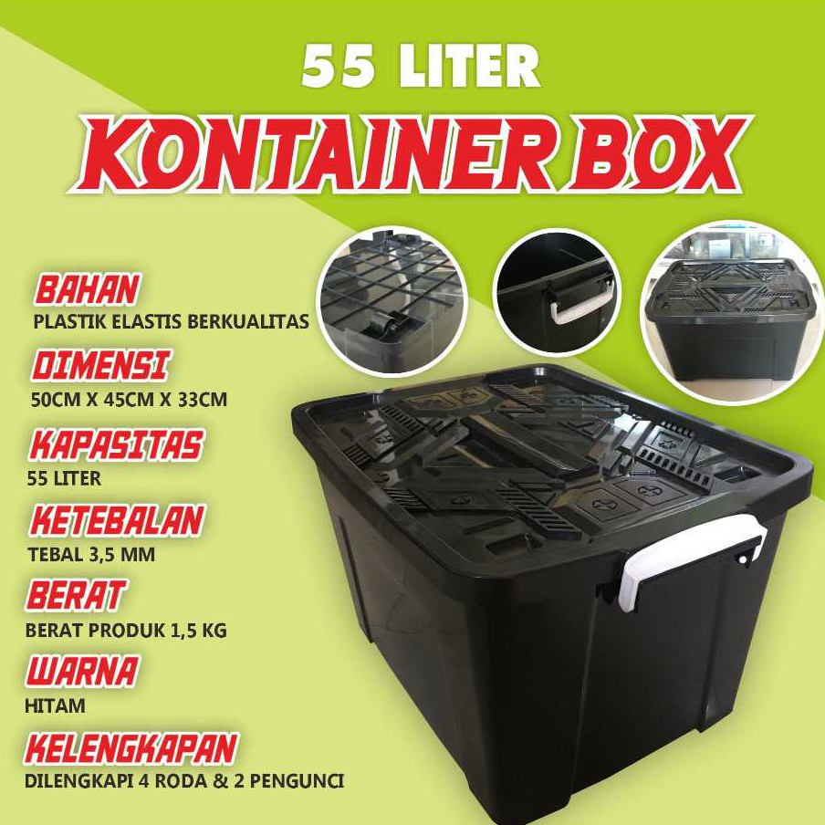 BOX 50 LITER + RODA - Kontainer Box Plastik / Container Box / Tempat Penyimpanan