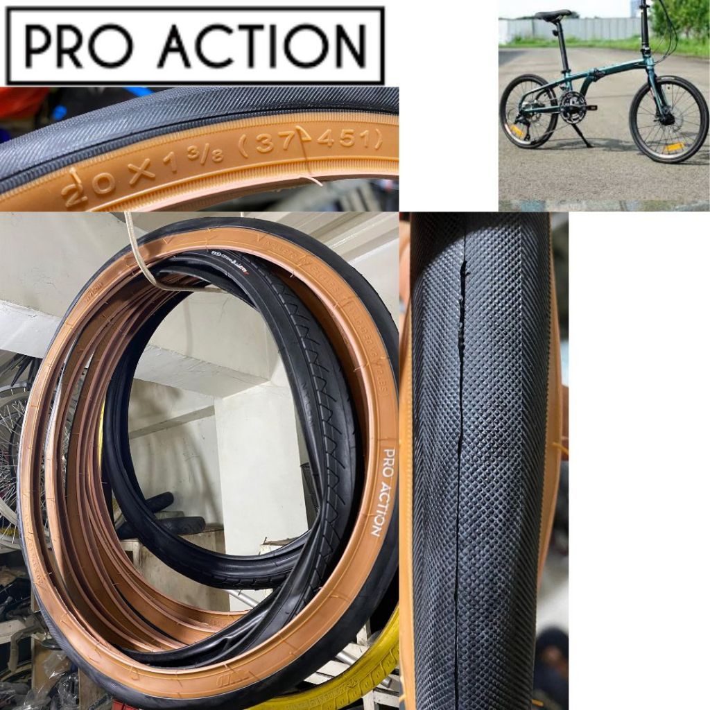 PRO ACTION Ban Luar 20 X 13/8 20 Plus 451 Skinwall Tanwall Sepeda Lipat Seli FNHON ECOSMO NIGMA URBA
