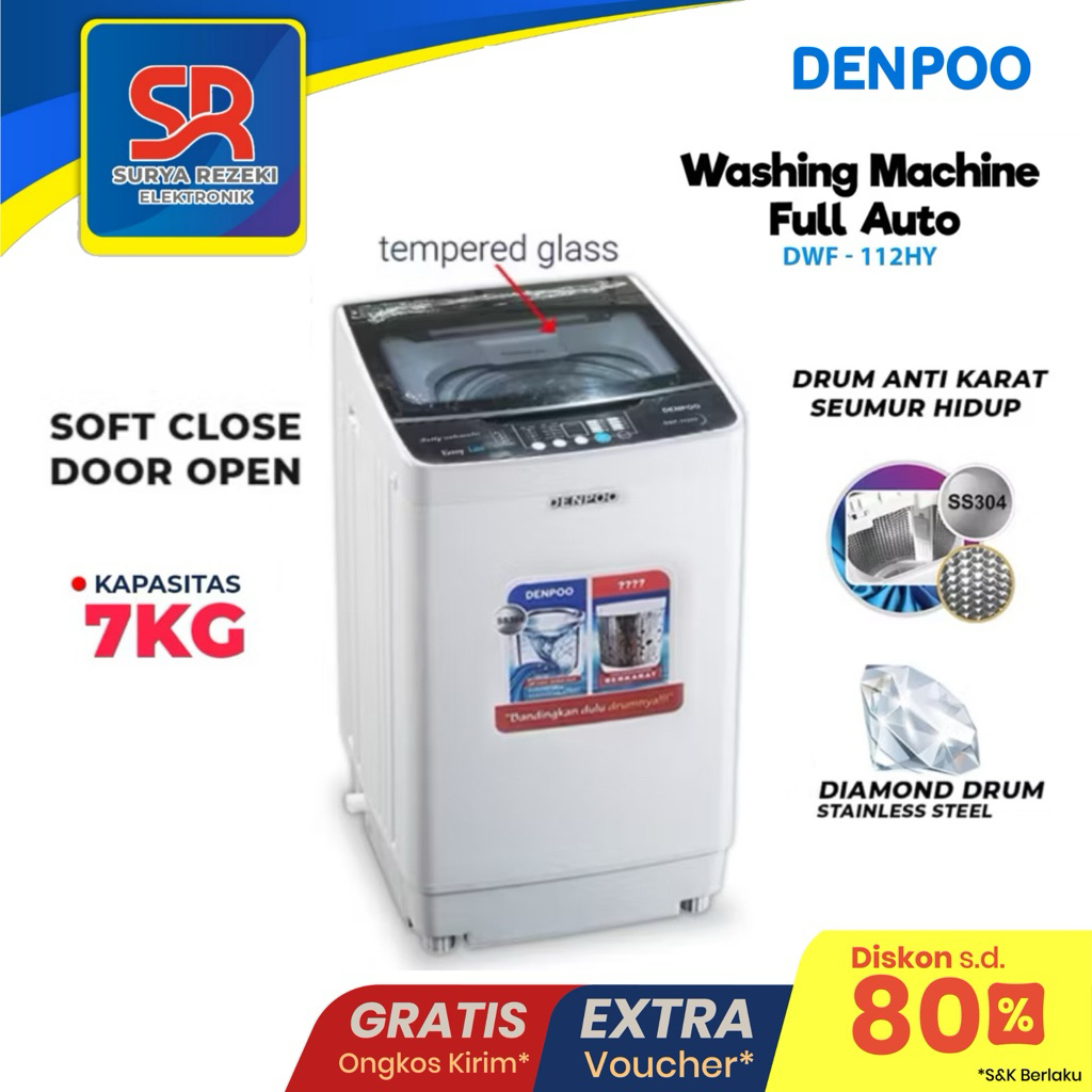 Denpoo Mesin Cuci Top Loading DWF-112HY Full Automatis