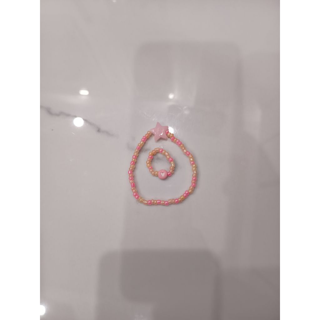 manik manik aksesoris gelang dan cincin set elegan mewah