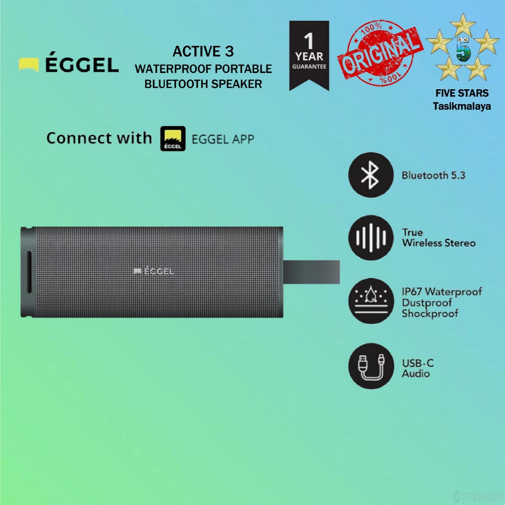 EGGEL Active 3 - Waterproof Portable Bluetooth Speaker