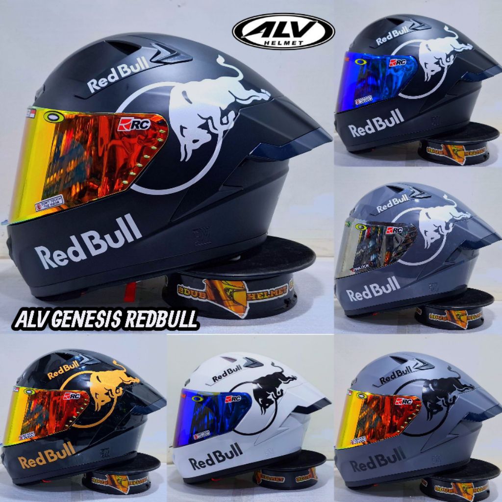 Helm full face ALV GENESIS STIKER REDBULL paket ganteng