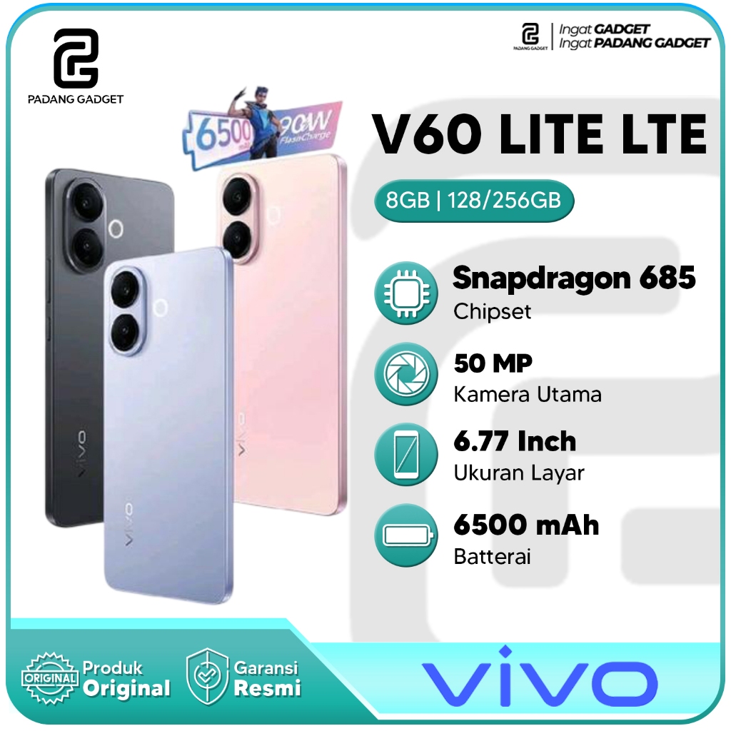 Vivo V60 Lite 4G 8+8/256GB Hp Android Smartphone Baru Original Garansi Resmi