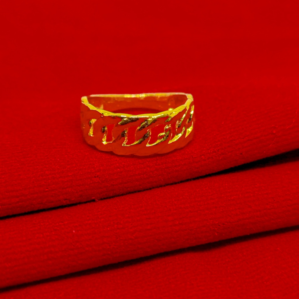 COD Rings Fashion Perhiasan Cincin Polos Desain Mirip Emas Asli Warna 24 Karat Lapis Emas Simple Ant