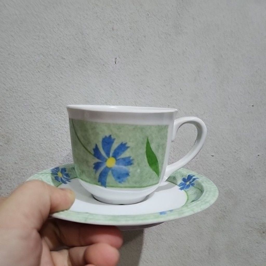 cangkir melamin bunga vintage cangkir hijau gelas kombucha cangkir estetik shabby vintage