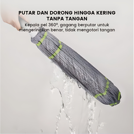 ONETOKOOFC Alat Pel Lantai Peras Putar Otomatis Praktis/Magic Twist Mop Pel Lantai Putar Otomatis
