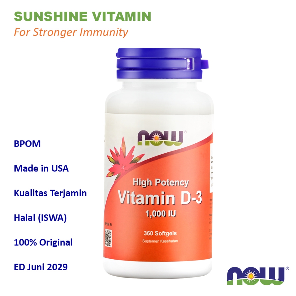 NOW Foods, Vitamin D3 D-3 1000 IU, 360 Softgels - 360 softgel