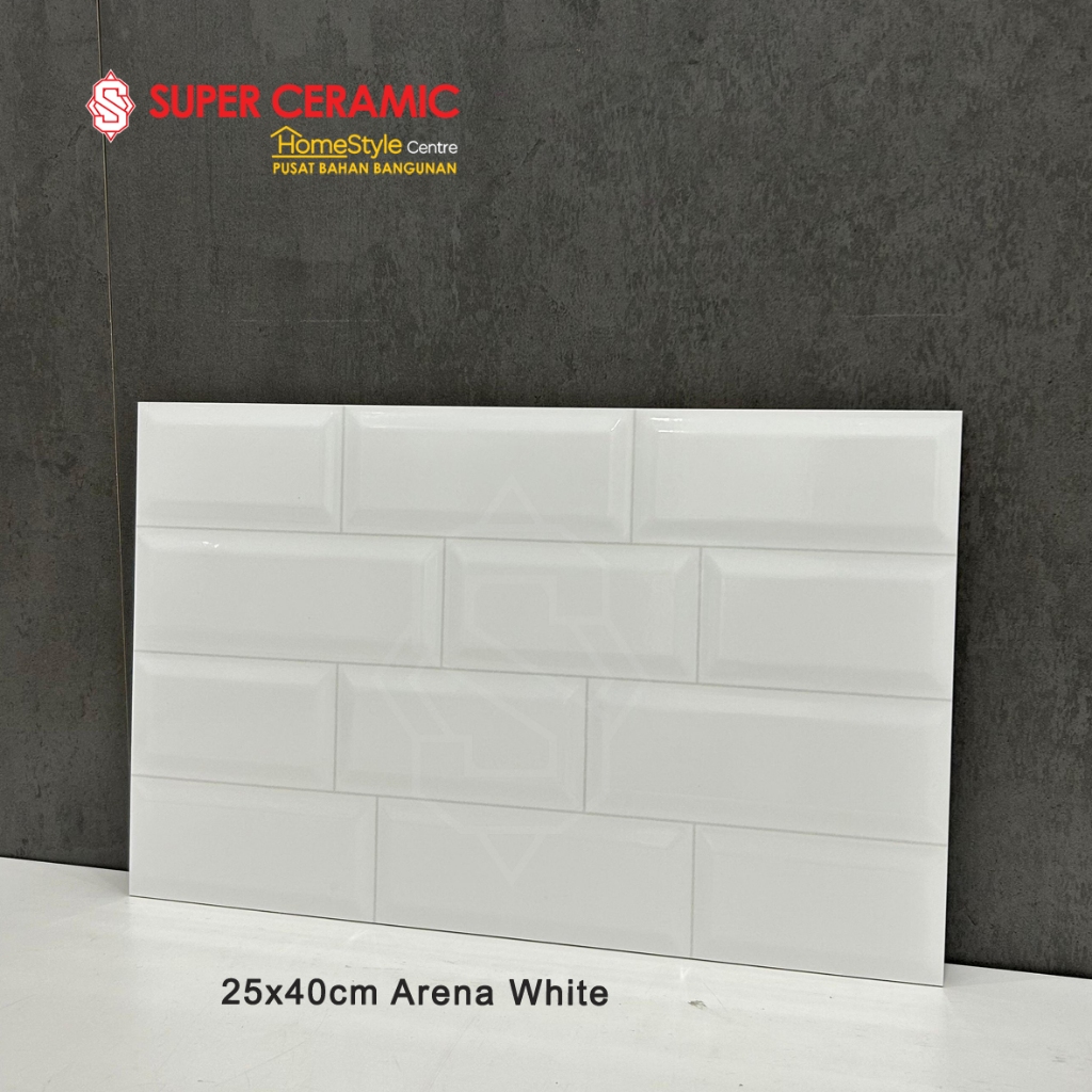 PLATINUM 25x40 Keramik Dinding - ARENA WHITE EMBOSSED / ARENA GREY EMBOSSED