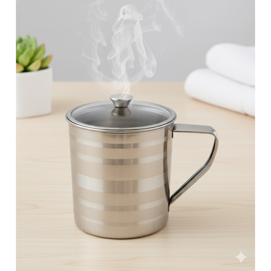 Cangkir Stainless Tebal / Mug Stainless Dengan Tutup