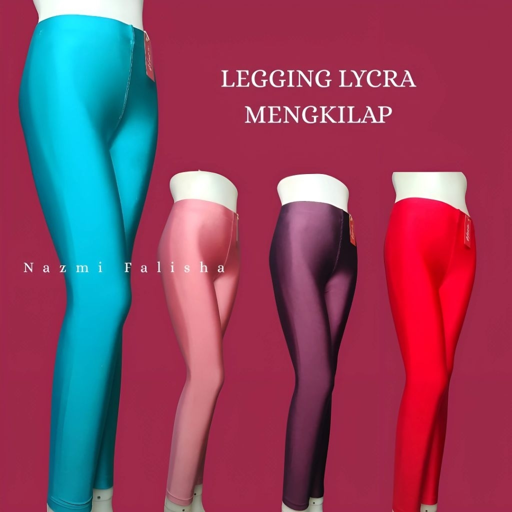 Legging Lycra Mengkilap Legging Olahraga Wanita Hight Waist Adem Tebal