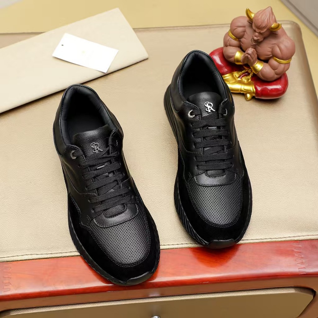 Stefano Ricci sepatu olahraga kulit sapi berkualitas tinggi dengan tali hitam