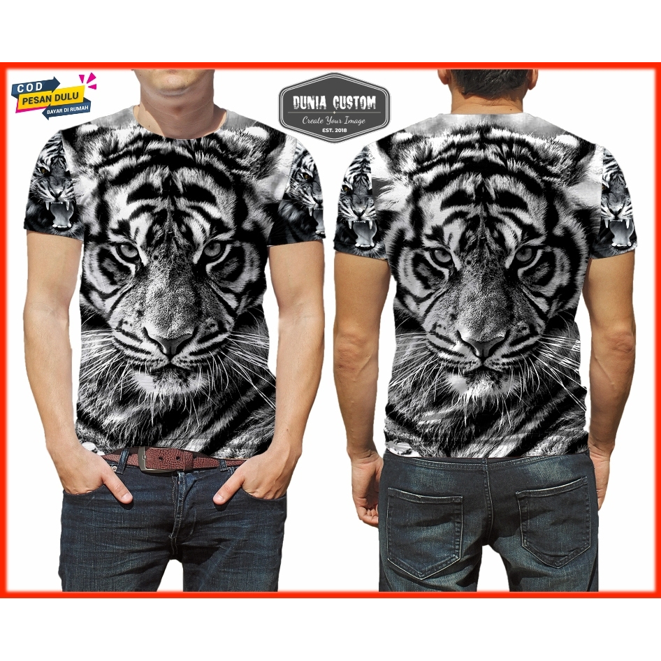Baju Harimau Putih / Kaos gambar harimau / Kaos Harimau Pria / Jersey Harimau