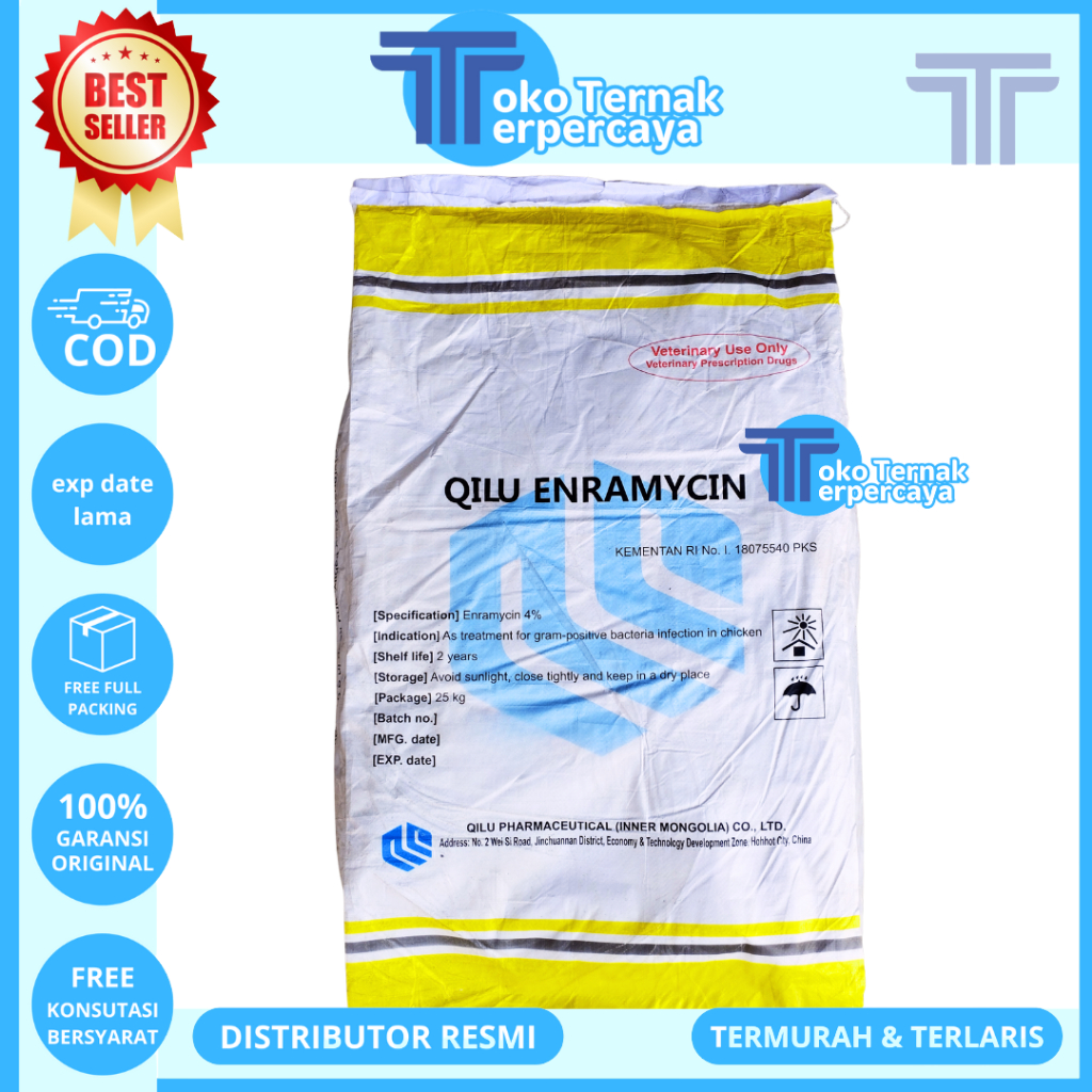 QILU ENRAMYCIN 4% 25 KG - Premix Feed Additive AGP Ayam Petelur Pemacu Pertumbuhan & Penggemukan