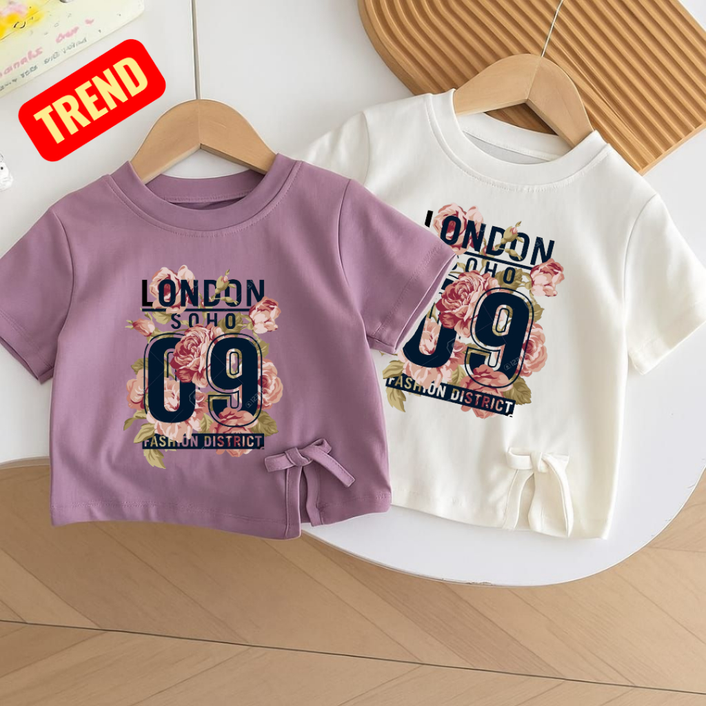 Kaos anak perempuan crop top pita atasan premium kekinian usia 1-9 tahun
