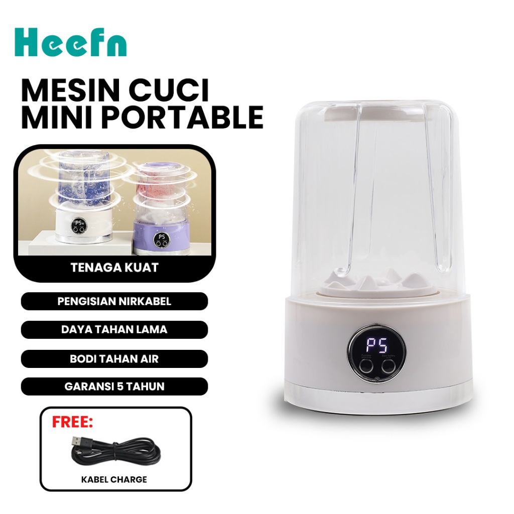 Heefn 2025 Mesin Cuci Mini Celana Dalam Kaos Kaki Mesin Cuci Portabel Mini Washing Machine 1L