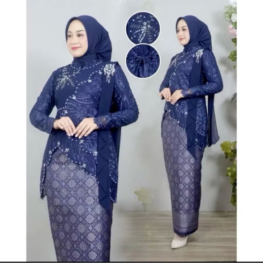 Av / Free Hijab Setelan Kebaya Melati Selendan Kebaya Kondangan Pesta Set kebaya modern