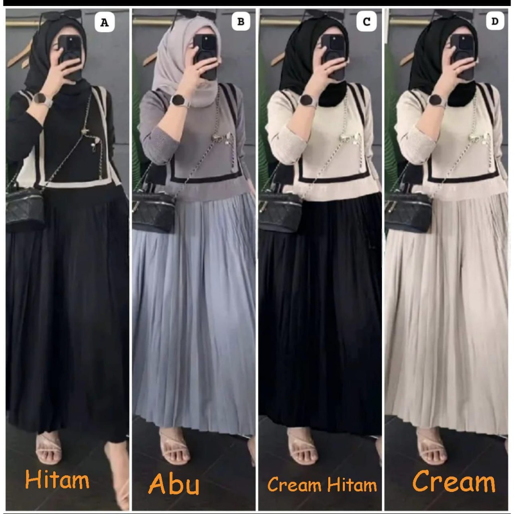 Dress / Gamis Plisket Import Mewah Ld 100-120