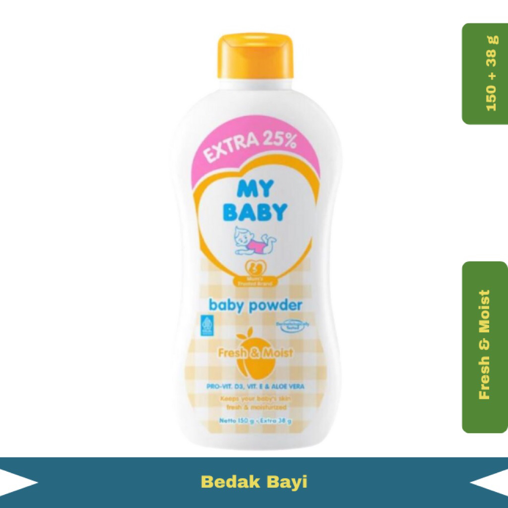 My Baby Bedak Bayi Fresh & Moist 150+38g Ekstra Lembut Wangi Segar Perawatan Kulit Si Kecil