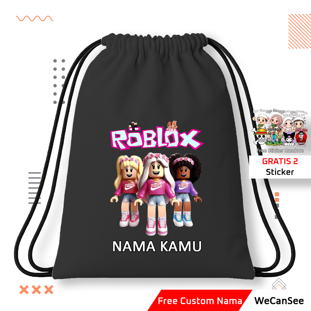 Tas Serut | Tas Serut Anak | Tas Serut Roblox Anak Gratis Nama | Tas Serut Roblox Anak Cewek